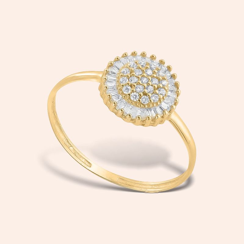 Anel Ouro 18k Zircônia Redondo