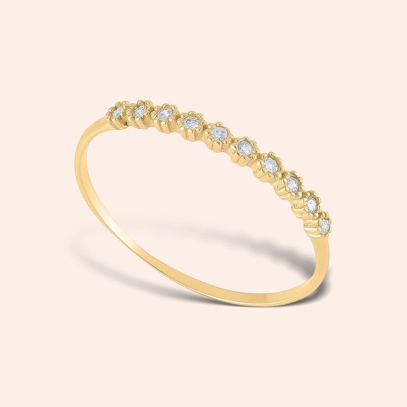 Anel Ouro 18k Aparador Zircônia 312197
