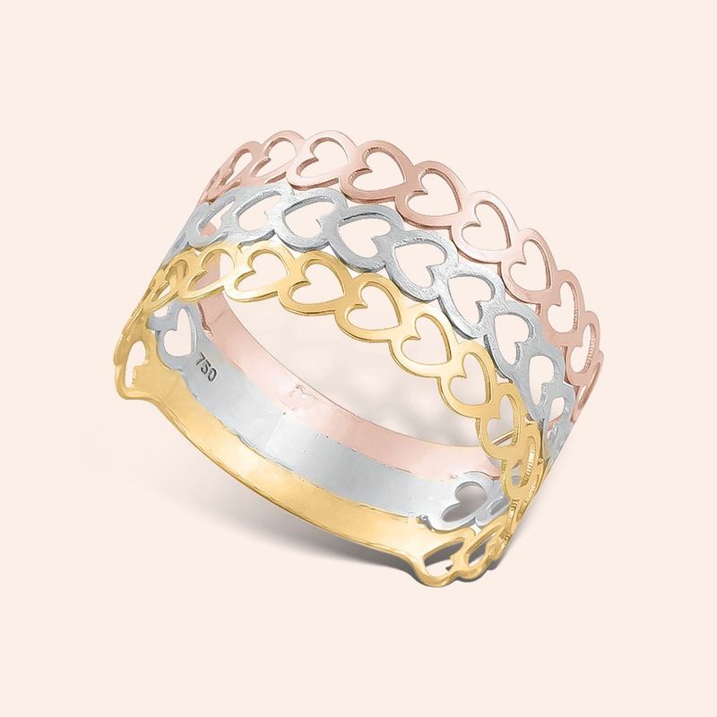 Anel Ouro 18k Coração Vazado 312375