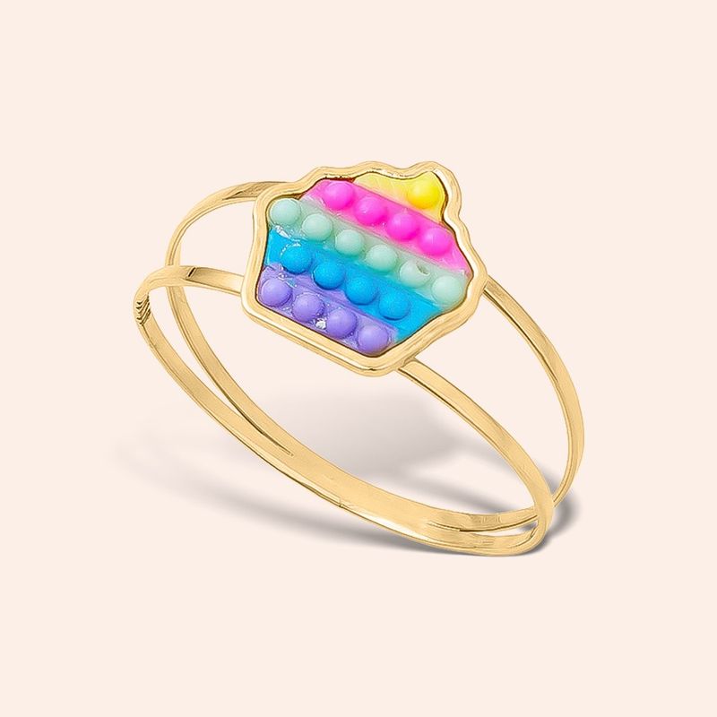 Anel Ouro 18k Infantil Pop It Cupcake 312609