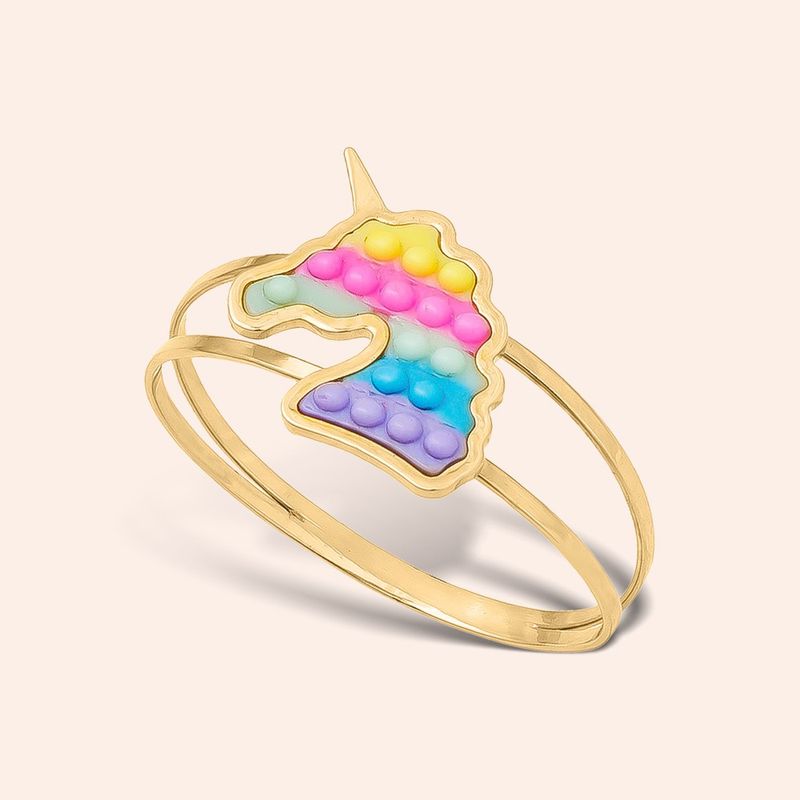 Anel Ouro 18k Infantil Pop It Unicórnio 312610