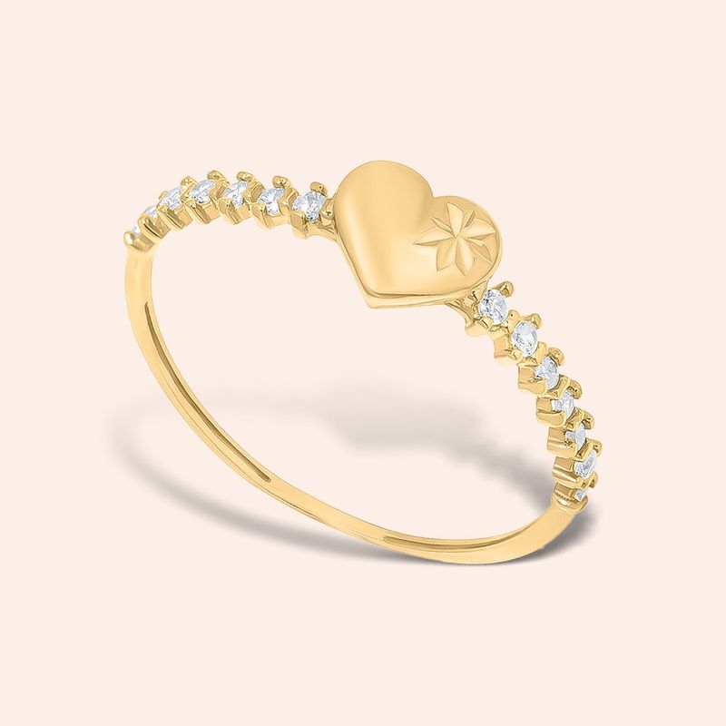 Anel Ouro 18k Coração Zircônia 313283