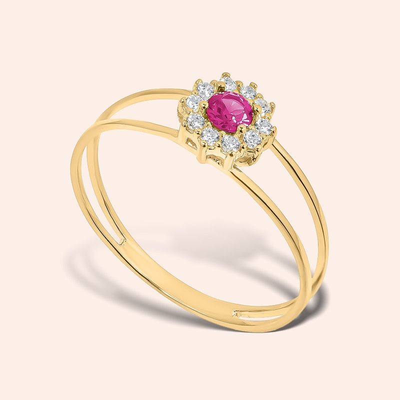 Anel Ouro 18k Vazado Zircônia 313294