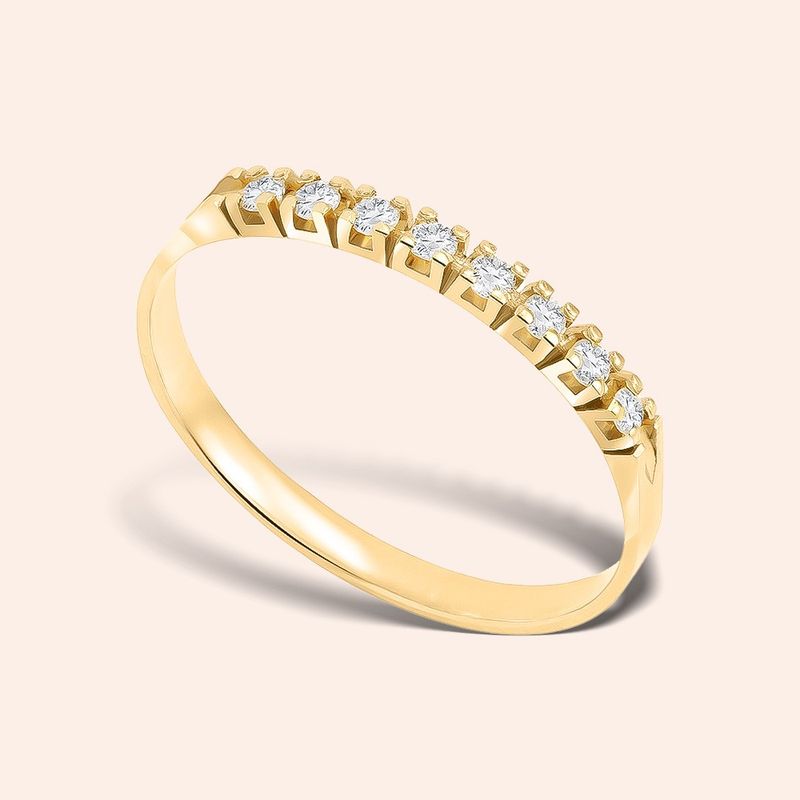Meia Aliança Ouro 18k Diamante 16 Pontos 1600020