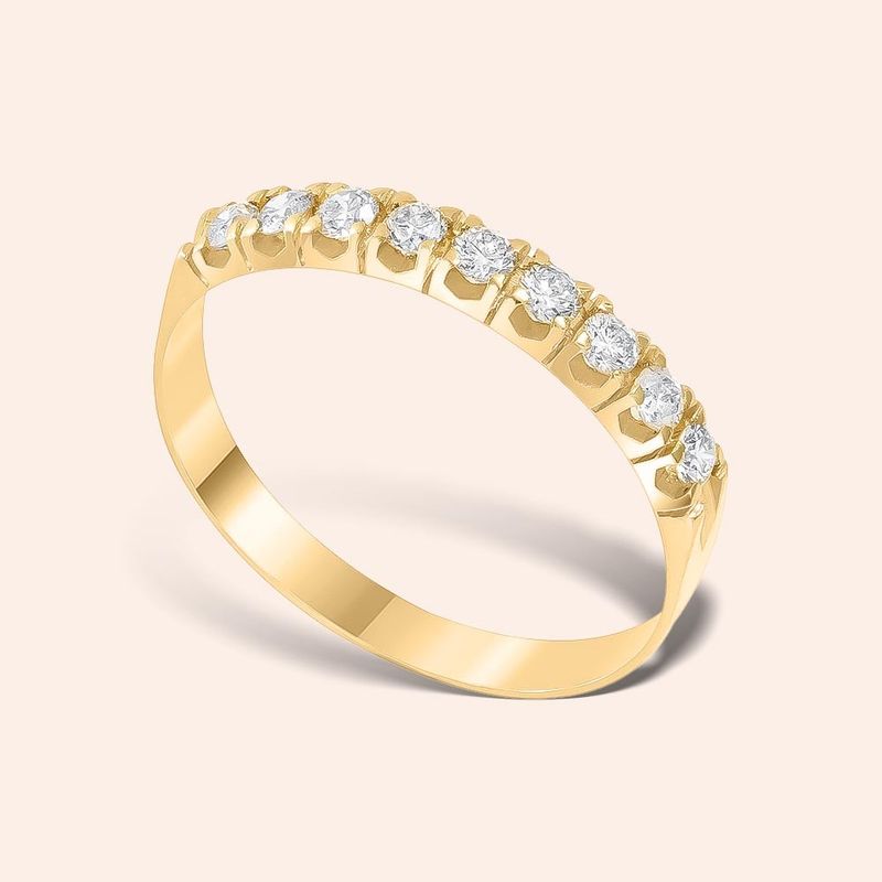 Meia Aliança Ouro 18K Diamante 27 Pontos 1600024