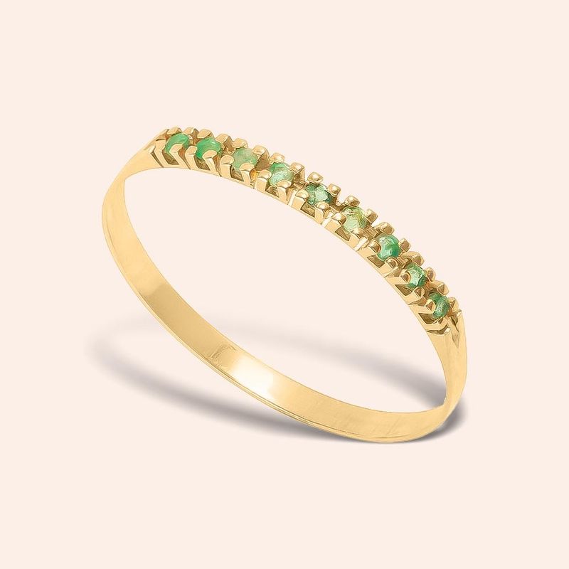 Meia Aliança Ouro 18k Esmeralda 1600060