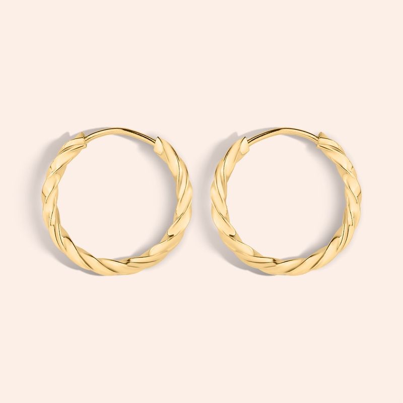 Brinco Ouro 18K Argola Redondo Torcido 105110