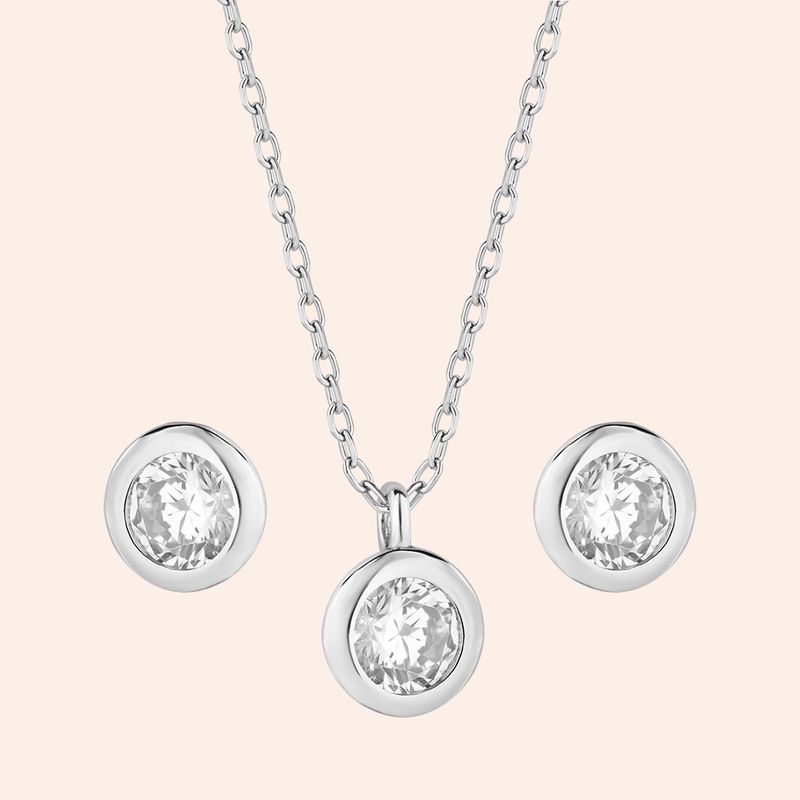 Conjunto Prata Zircônia Redondo 3100865