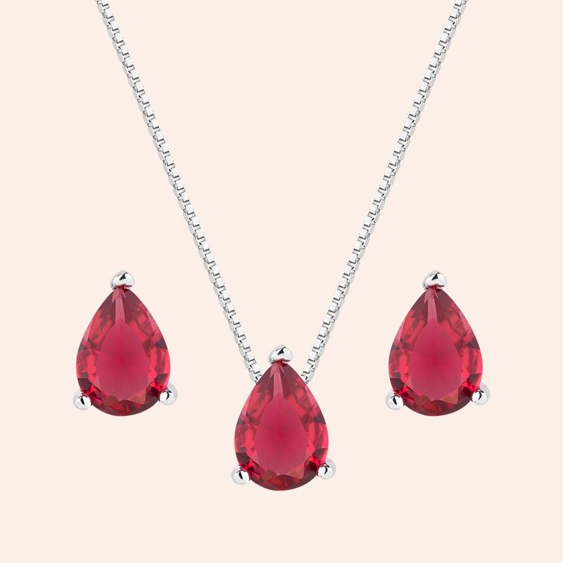 Conjunto Prata Zircônia Gota 3100866