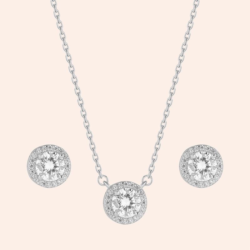 Conjunto Prata Zircônia Redondo 3100863