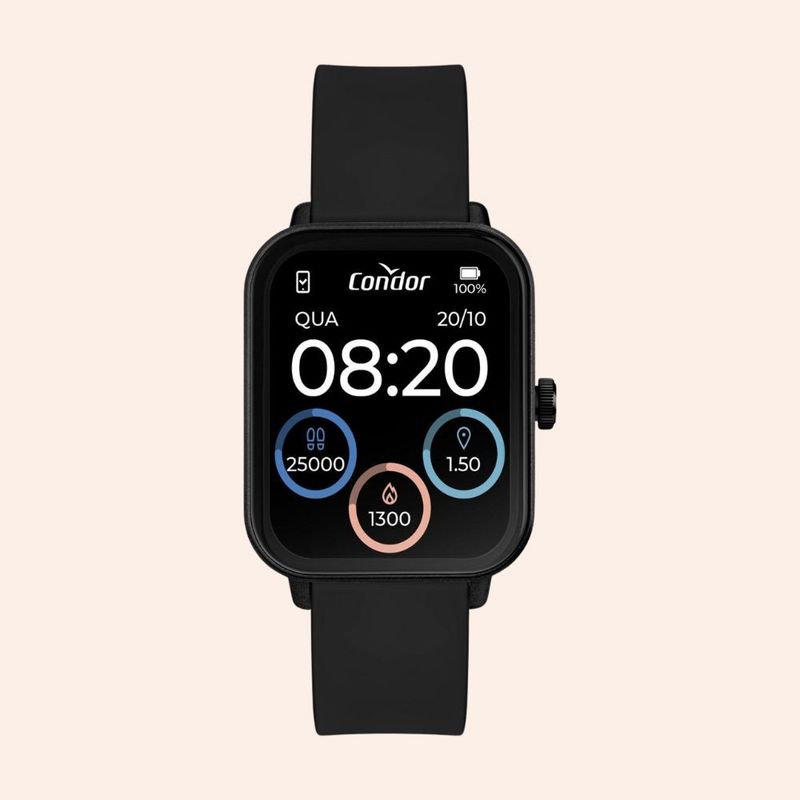 Relógio Condor Smartwatch Pulseira e Caixa Preta COSMART1AC/8P