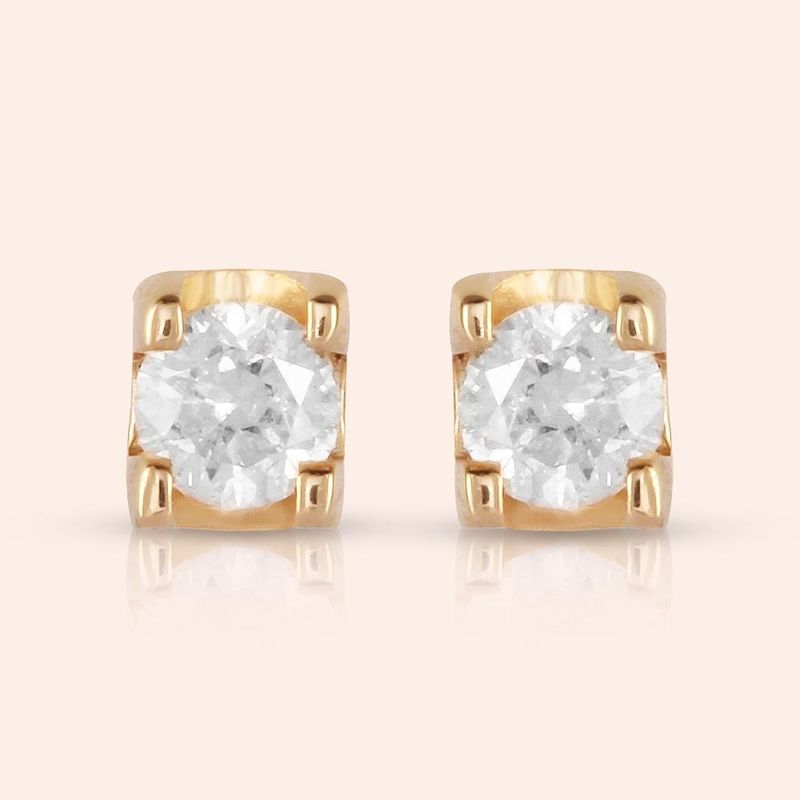 Brinco Ouro 18k Infantil Diamante 4 Pontos 103519