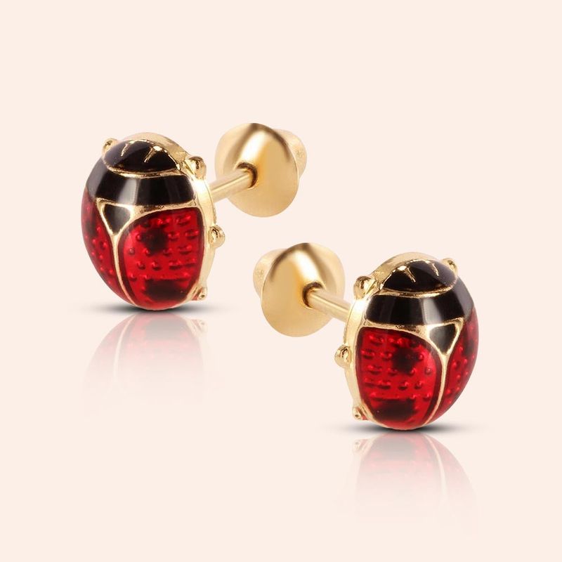 Brinco Ouro 18K Infantil Joaninha 104027