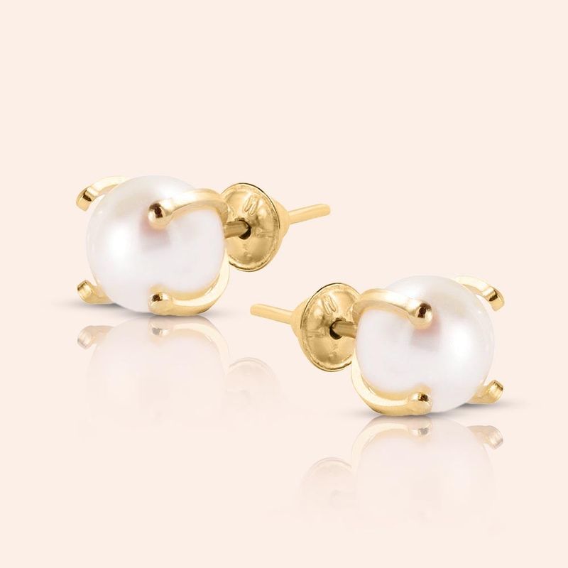 Brinco Ouro 18K Infantil Pérola 104188INF