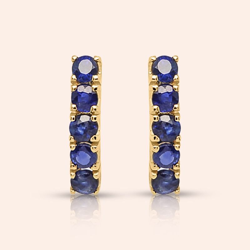 Brinco Ouro 18K Safira 104578