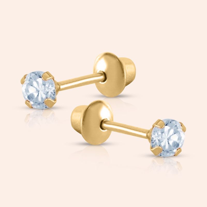 Brinco Ouro 18k Infantil Mosquitinho Zircônia 2,5mm 104591