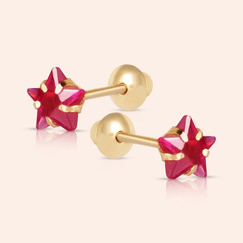 Brinco Ouro 18K Infantil Estrela Zircônia 104708