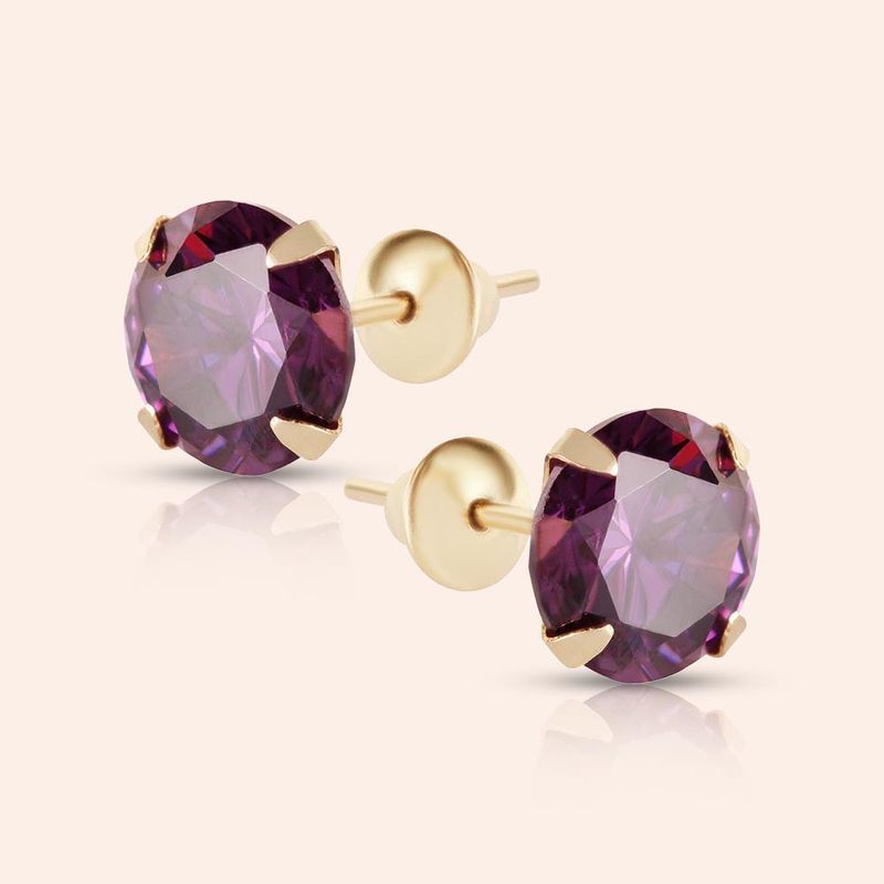 Brinco Ouro 18K Cálice Zircônia 6mm 104725