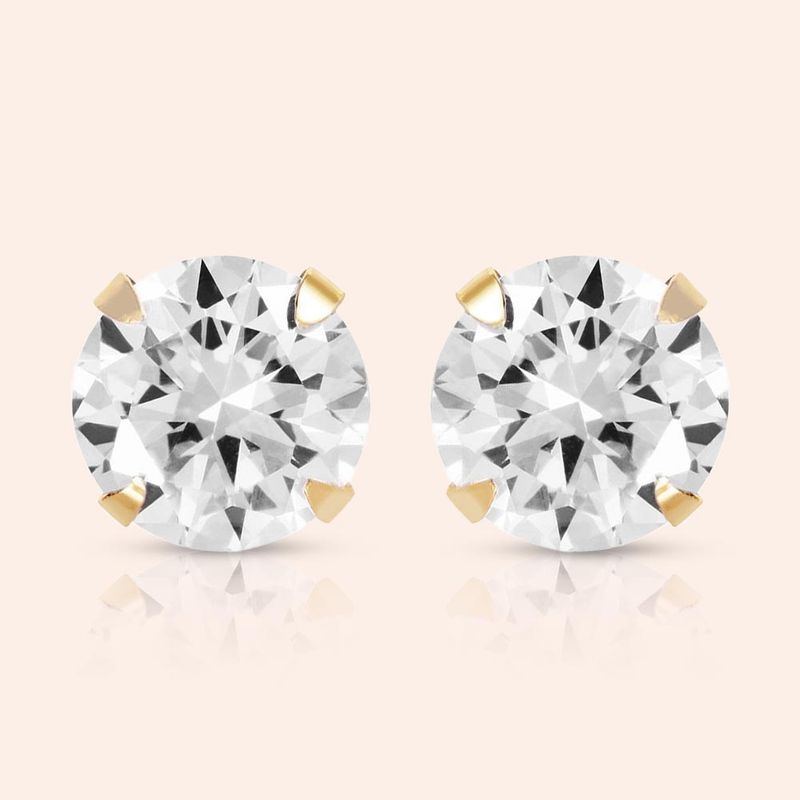 Brinco Ouro 18K Cálice Zircônia 6mm 104725