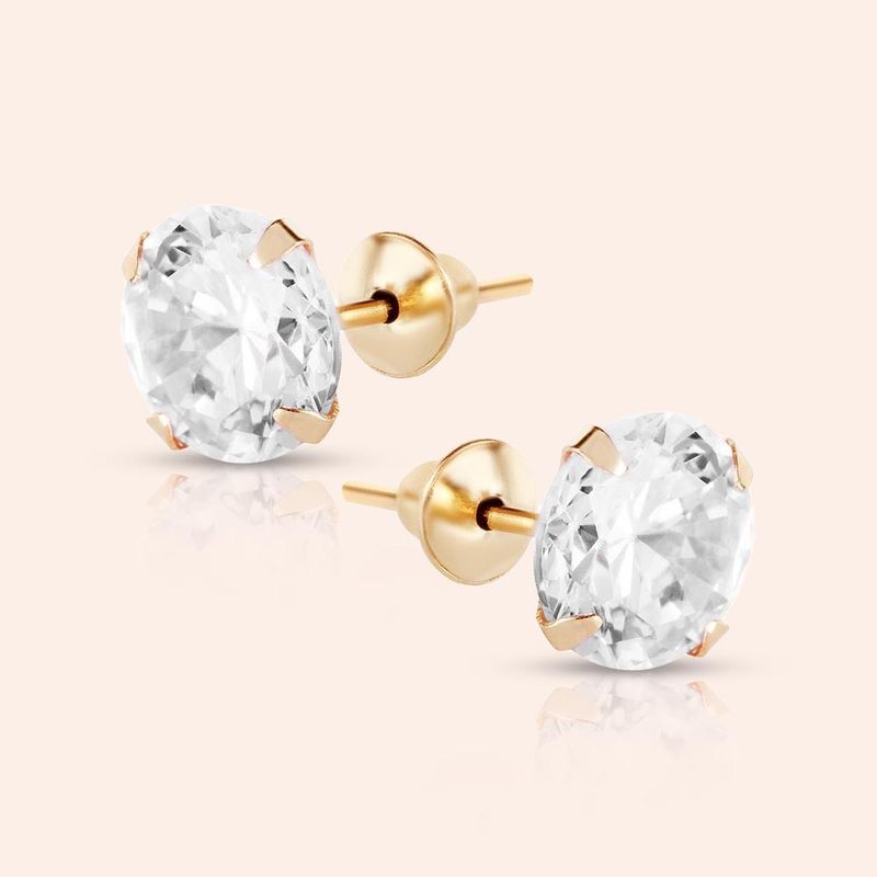 Brinco Ouro 18K Cálice Zircônia 6mm 104725