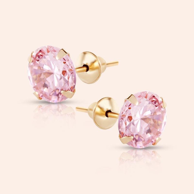 Brinco Ouro 18K Cálice Zircônia 6mm 104725