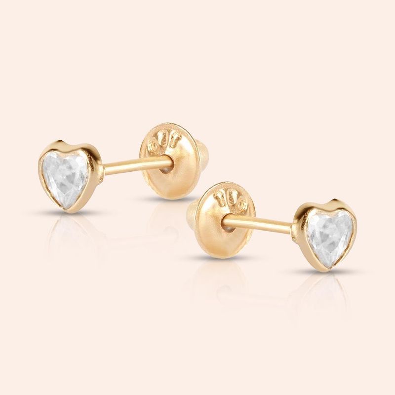Brinco Ouro 18K Infantil Coração 3mm 104729