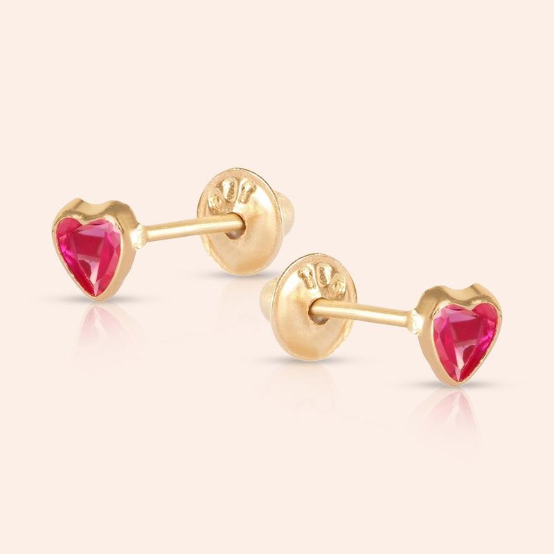 Brinco Ouro 18K Infantil Coração 3mm 104729