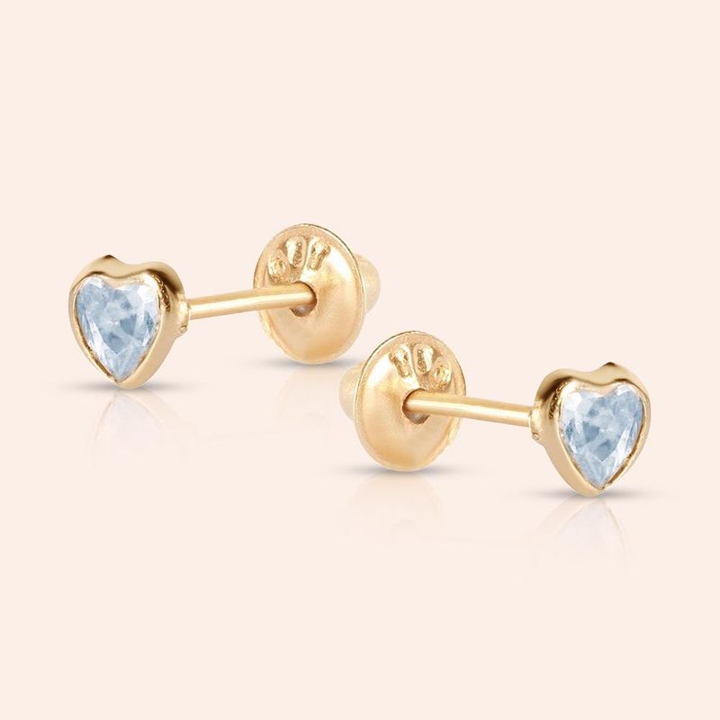 Brinco Ouro 18K Infantil Coração 3mm 104729