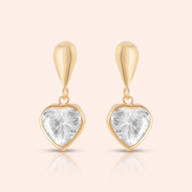 Brinco Ouro Amarelo Coração Zircônia 104739