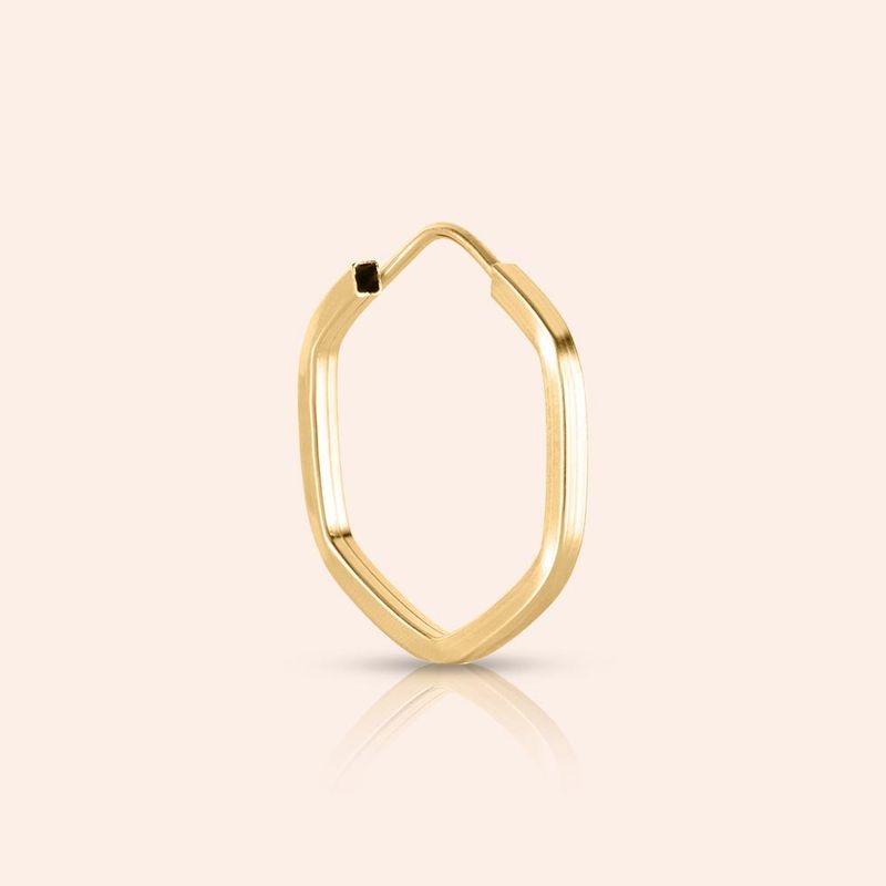 Brinco Ouro 18K Argola Sextavada 105145