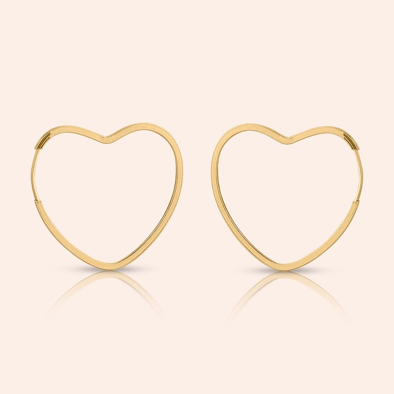 Brinco Ouro 18K Argola Coração 109898