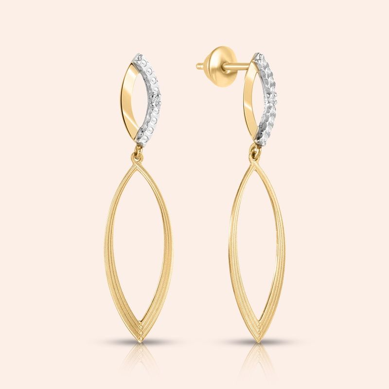 Brinco Ouro 18K Navete Diamante 1 Ponto 110195
