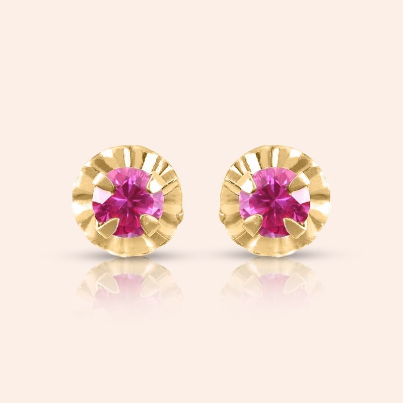 Brinco Ouro 18K Infantil Zircônia Batido 110431