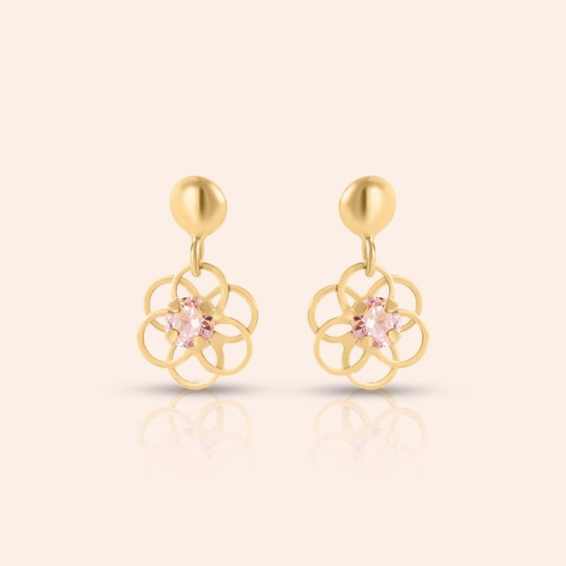 Brinco Ouro 18k Infantil Zircônia 108986
