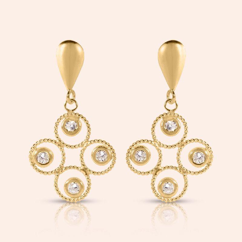 Brinco Ouro 18k Zircônia 110726