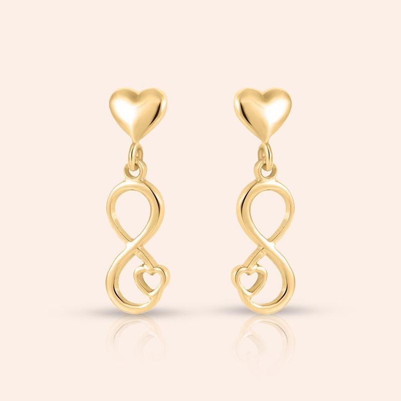 Brinco Ouro 18K Coração Infinito 112592