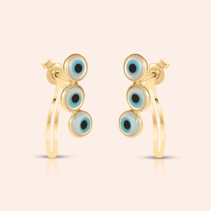 Brinco Ouro 18k Olho Grego 113582