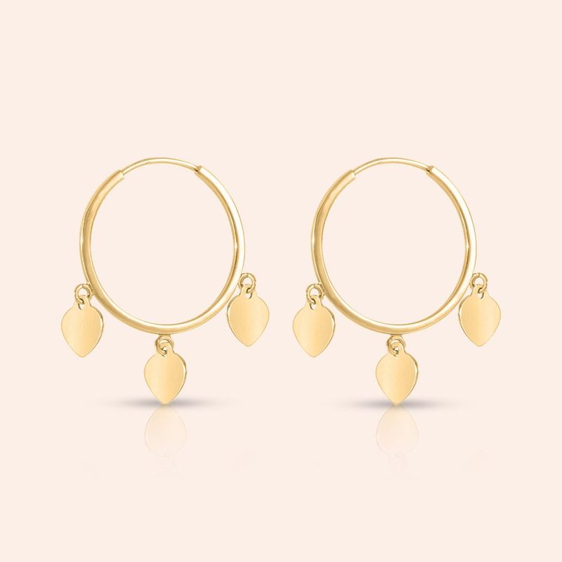Brinco Ouro 18K Argola Redondo Coração 113793