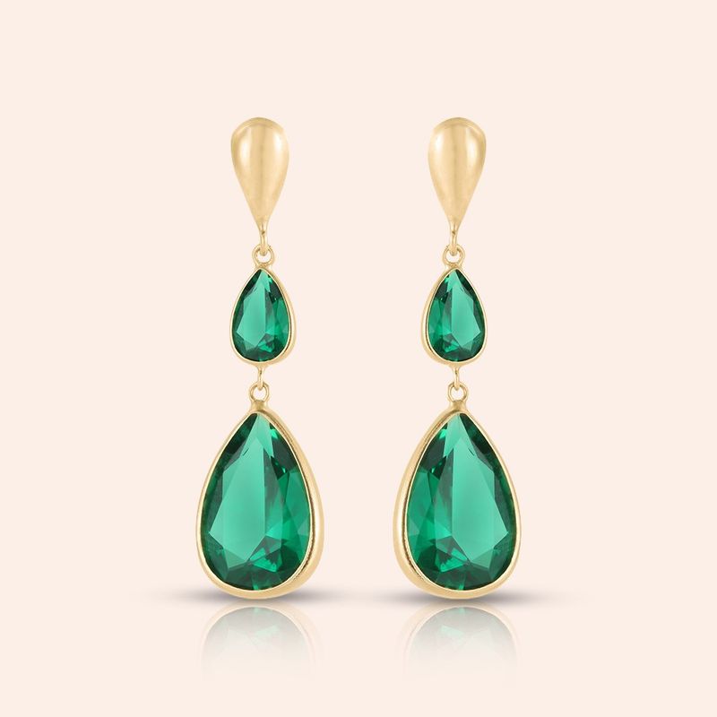 Brinco Ouro 18k Zircônia Gota 114466