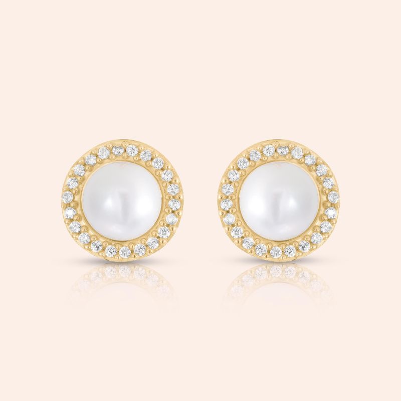 Brinco Ouro 18k Pérola Zircônia 114595