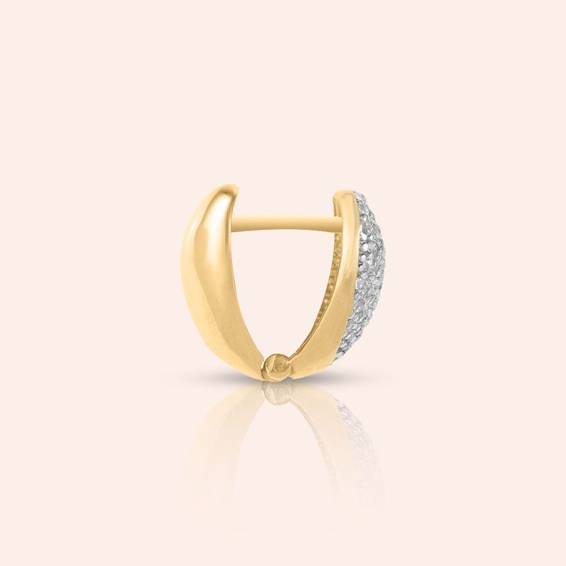 Brinco Ouro 18k Trava Coração Zircônia
