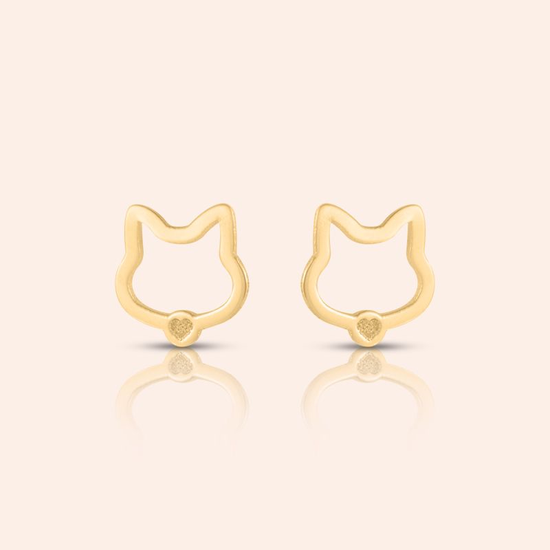 Brinco Ouro 18k Infantil Gato