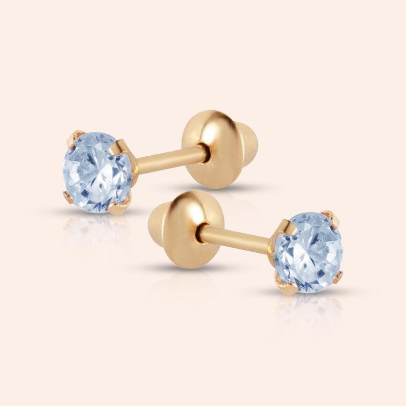 Brinco Ouro 18K Infantil Mosquitinho Zircônia 3,0mm 104777
