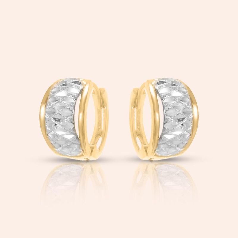 Brinco Ouro 18K Argola Trava Diamantado 112824