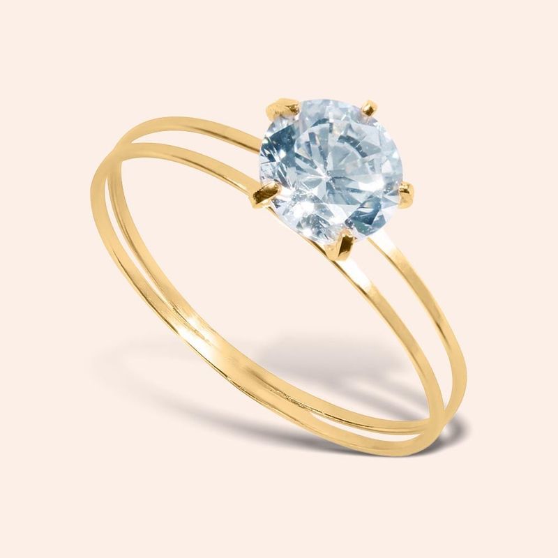 Anel Ouro 18k Solitário Zircônia 308753