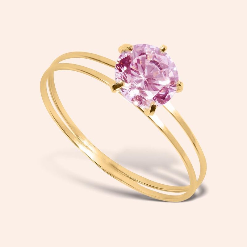 Anel Ouro 18k Solitário Zircônia 308753