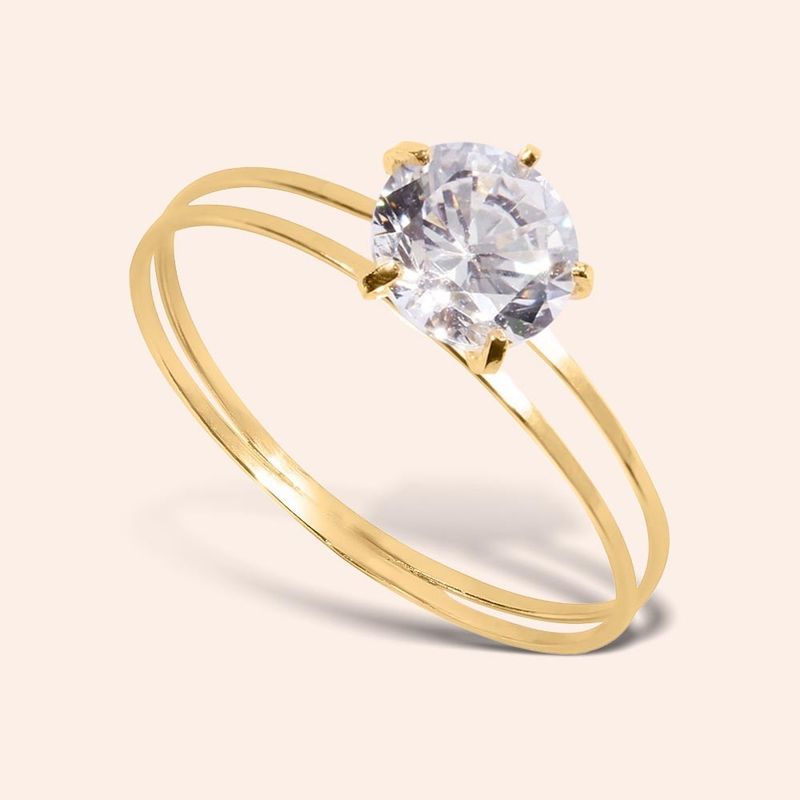 Anel Ouro 18k Solitário Zircônia 308753