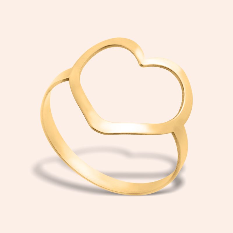 Anel Ouro 18k Coração Vazado 310406