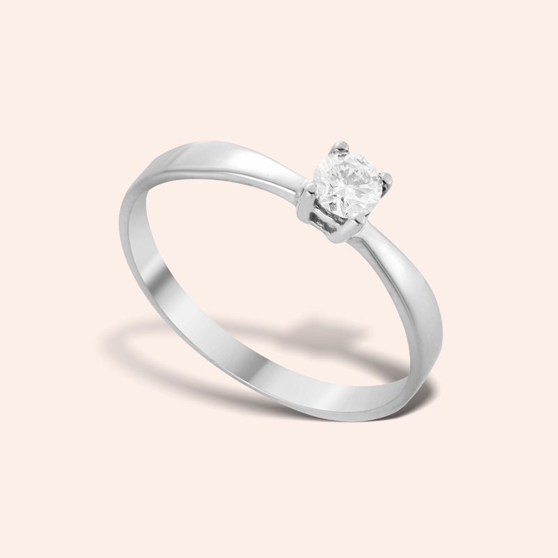 Anel Ouro 18k Solitário Diamante 20 Pontos Coleção RV 31059OB