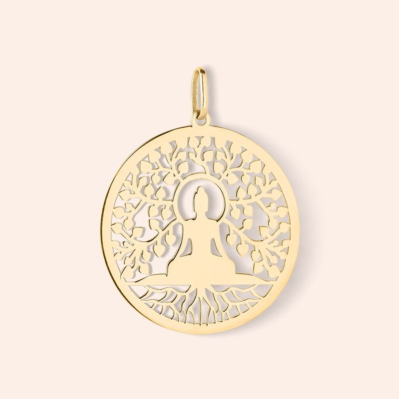 Pingente Ouro 18k  Mandala Meditação Yoga 517197